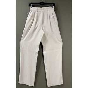 Vtg J. Crew 90s Silk Trousers High Rise Pleated Womens Sz 6 Beige Luxury (25x32)